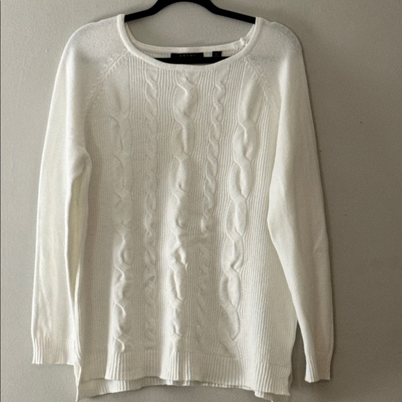 Cyrus Cable Knit Sweater White Ivory Long Sleeve Pullover Size XL - Picture 2 of 7